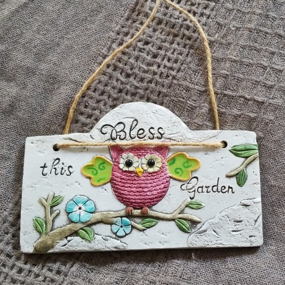 NWT Ceramic "Bless this Garden" Sign She Shed